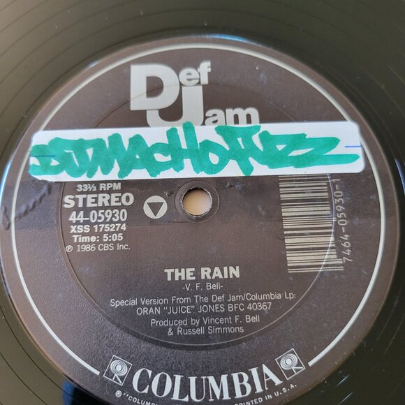 Oran Juice Jones The Rain Your Song 12" Vinyl Single R&B 1986 Def Jam Record LPB - Picture 6 of 9
